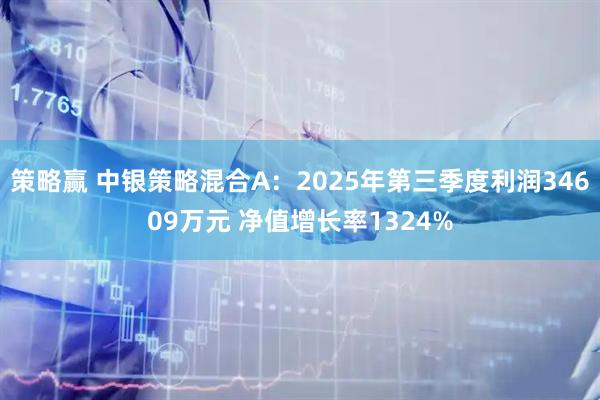 策略赢 中银策略混合A：2025年第三季度利润34609万元 净值增长率1324%