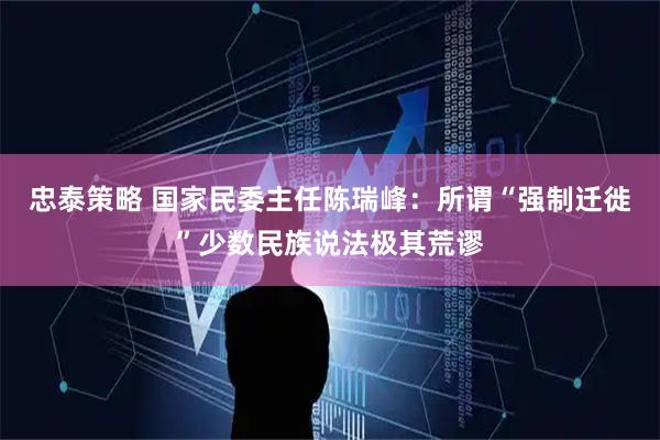 忠泰策略 国家民委主任陈瑞峰：所谓“强制迁徙”少数民族说法极其荒谬